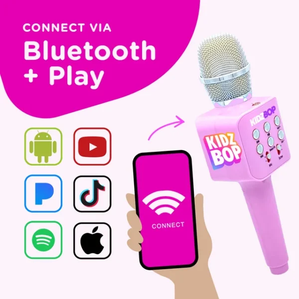 Move2Play, Kidz Bop Karaoke Bluetooth Microphone | The Hit Music Brand For Kids | Birthday Gift For Girls And Boys | Toy For Kids Ages 4, 5, 6, 7, 8+ Years Old