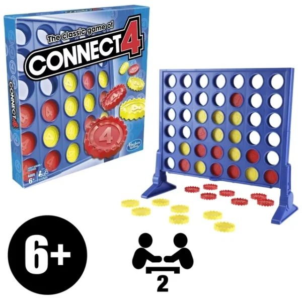 Connect 4 Classic Grid Strategy 4 in a Row Board Game for Kids and Family Ages 6 and Up, 2 Players