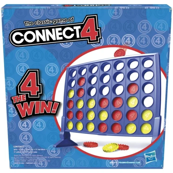 Connect 4 Classic Grid Strategy 4 in a Row Board Game for Kids and Family Ages 6 and Up, 2 Players